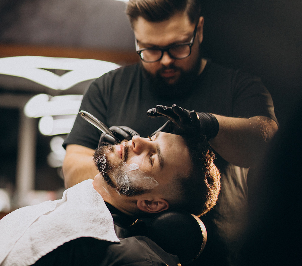 Handsome Man Cutting Beard Barber 4